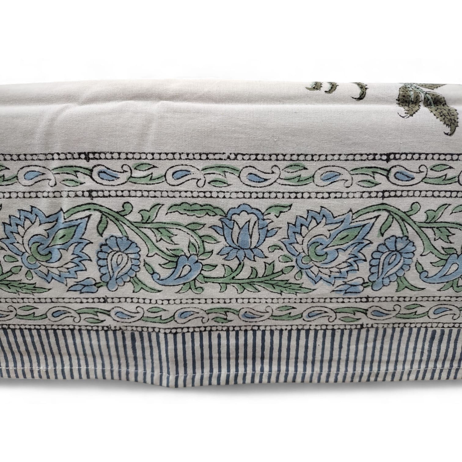 Mango Gifts Hand Block Printed 100% Rectangular Pure Cotton Tablecloth | Floral & Striped Design, Washable Dining Table Cover, 60x90 Inches