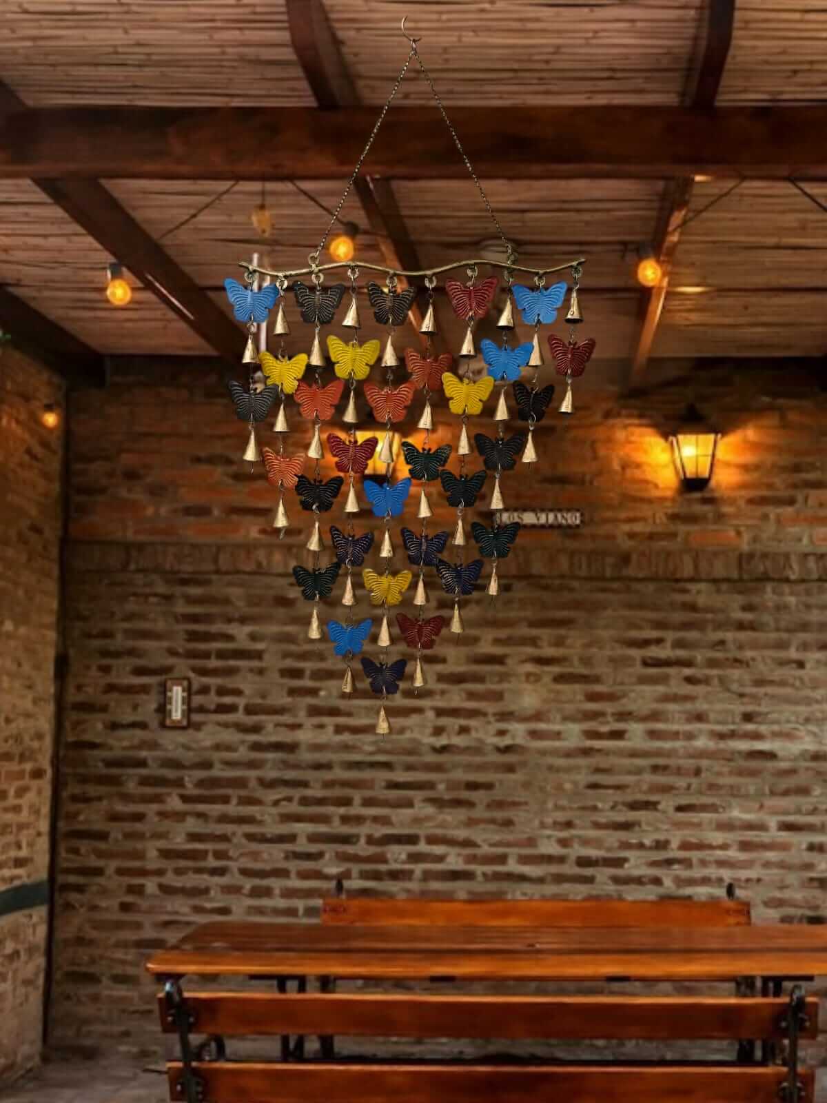 Recycled Iron Butterfly Boho Theme Hanging Wind Chime Garden Indoor Outdoor Patio Decoration set of 5 Pieces