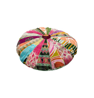 Round handmade multicolor patchwork floor cushion cover, 28