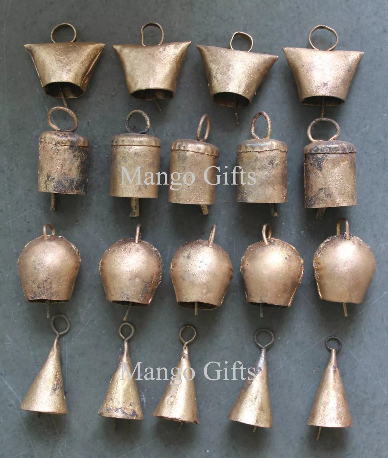 Rustic Iron Tin Wall Hanging Bells - Vintage Charm