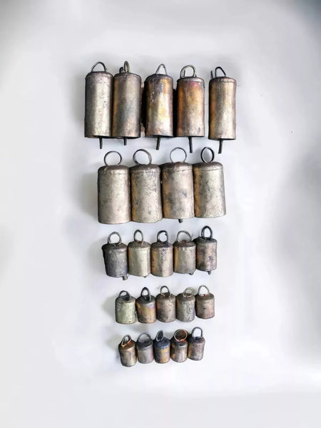 Recycled Iron Tin Mug Bells Antique Look Handmade Rustic Bells Set of 24 Pieces