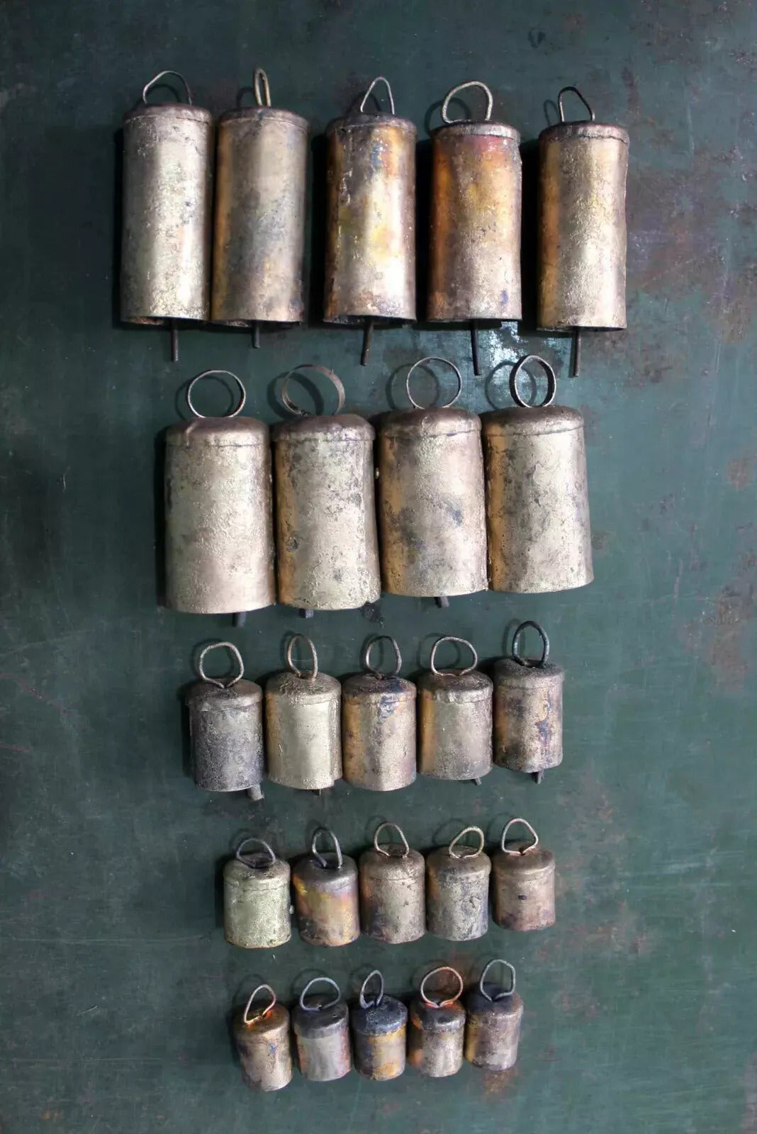 Handmade Rustic Iron Tin Mug Bells Set of 24