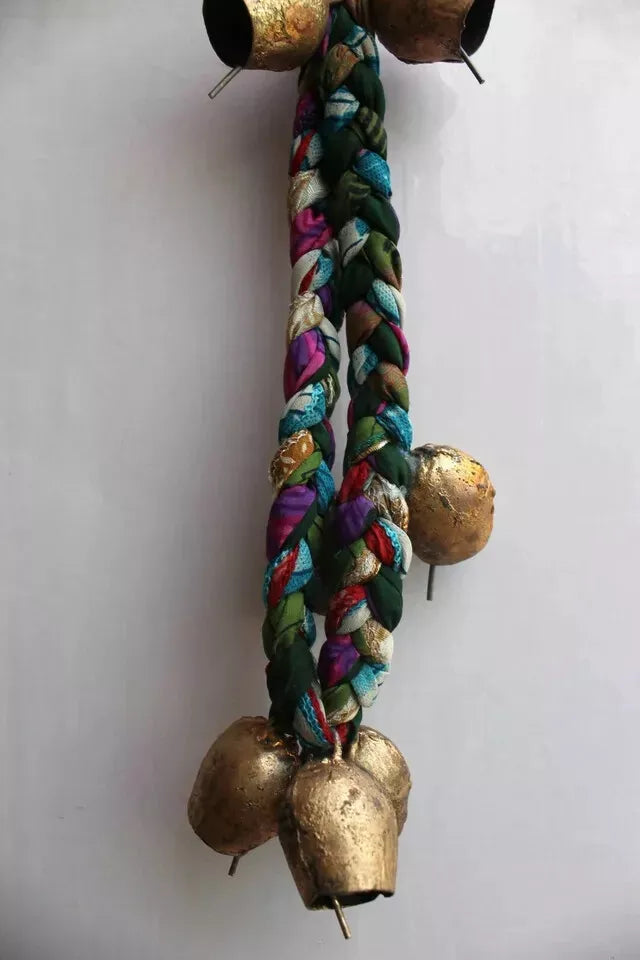 Enhance your space with our multicolor handmade chimes, featuring 11 tin bells and old silk sari. Perfect for relaxation and unique charm!