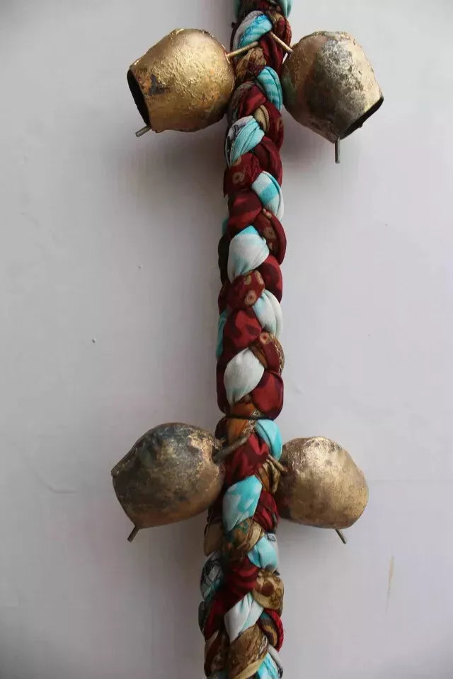 Enhance your space with our multicolor handmade chimes, featuring 11 tin bells and old silk sari. Perfect for relaxation and unique charm!
