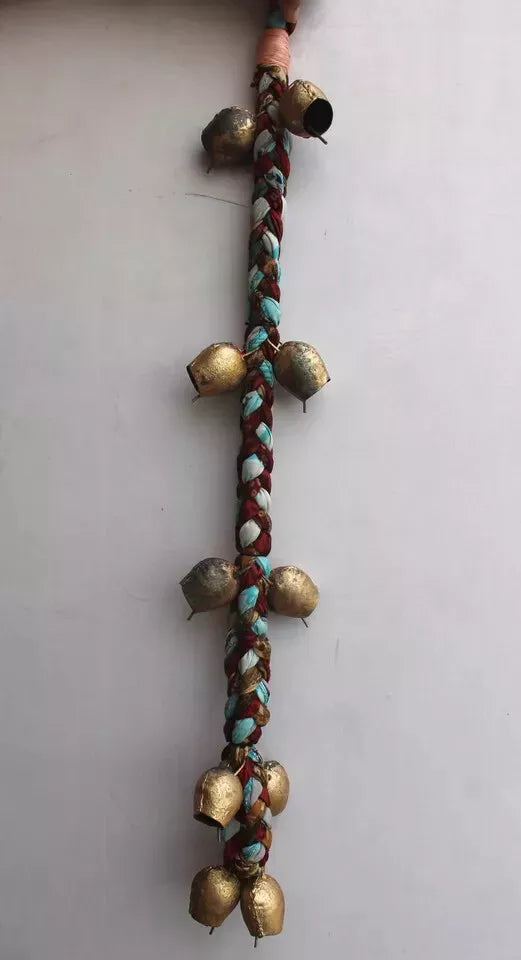 Enhance your space with our multicolor handmade chimes, featuring 11 tin bells and old silk sari. Perfect for relaxation and unique charm!