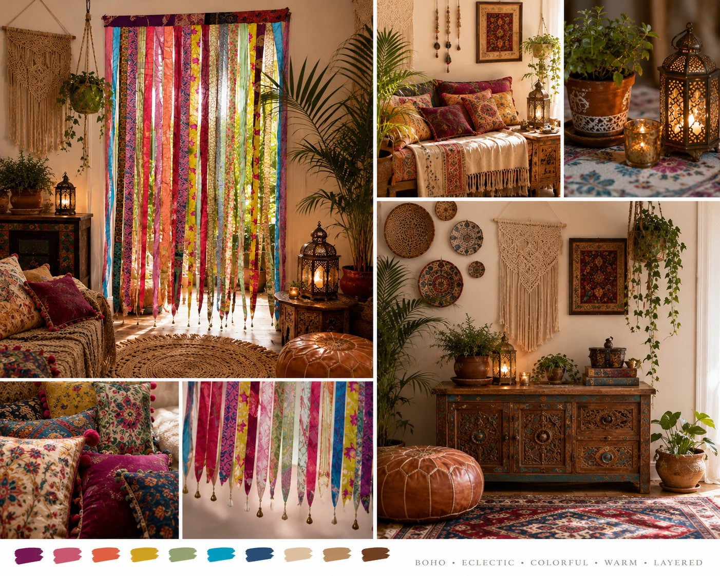 Bohemian Door Curtain Made from Recycled Silk Sari Ribbon Pink Rod Pocket Panel for Doorway, Window, or Wall Handmade Indian Tapestry Valance for Boho Home Décor