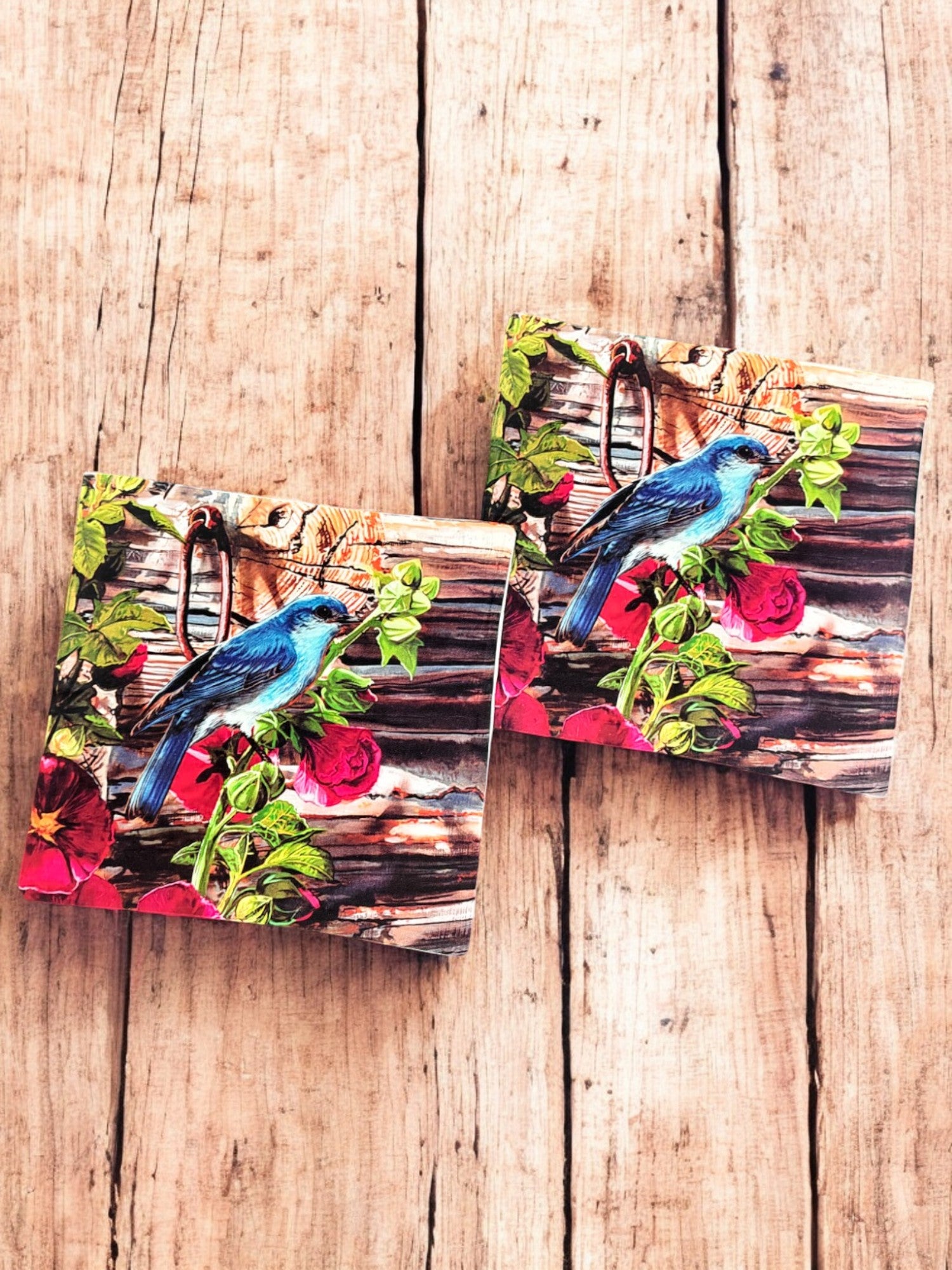 Set of 2 vibrant bird digital print decorative cushion covers featuring colorful flowers, perfect for sofa or bed accent.