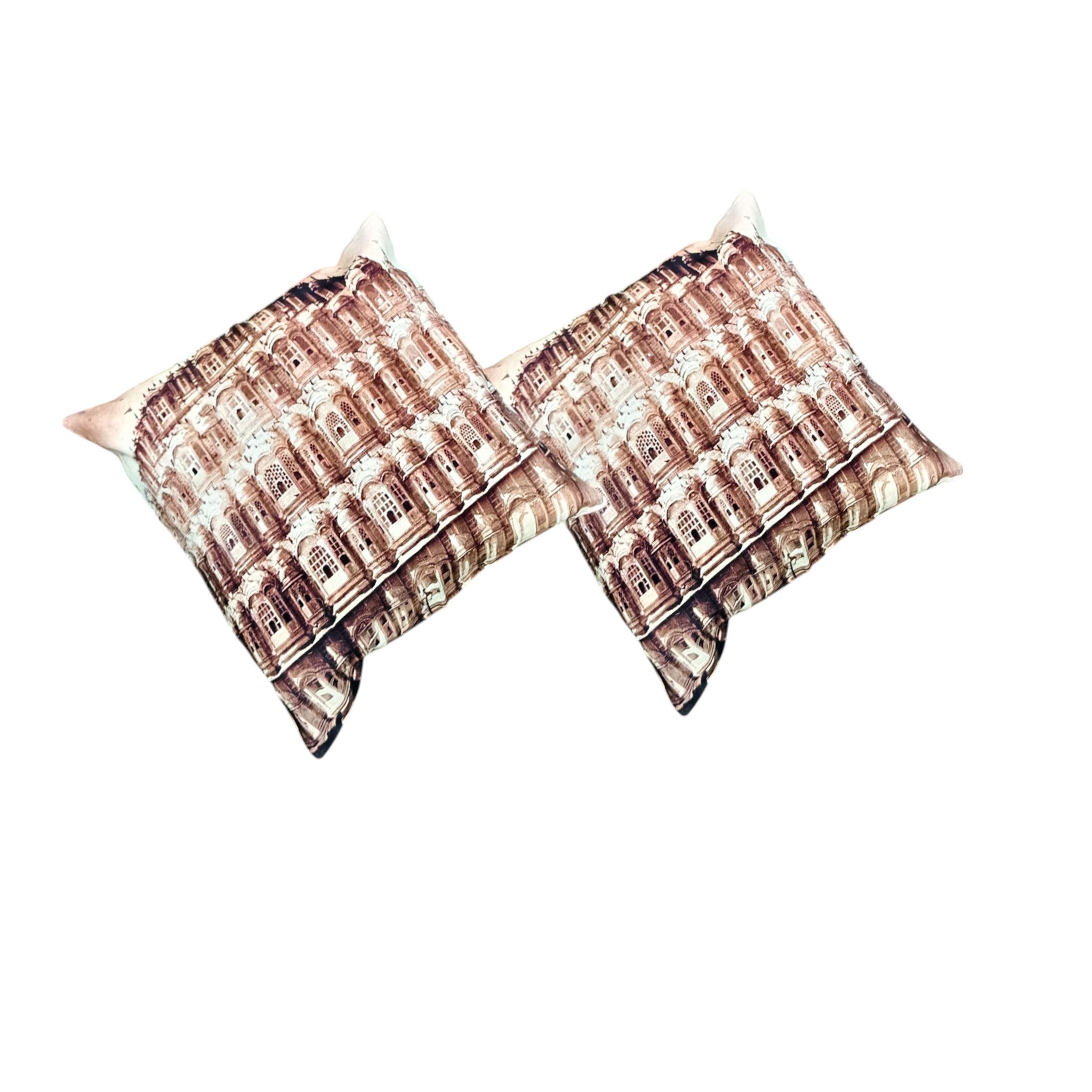 Set of 2 digital print cushion covers featuring detailed multicolor design, perfect for decorative throw pillows.