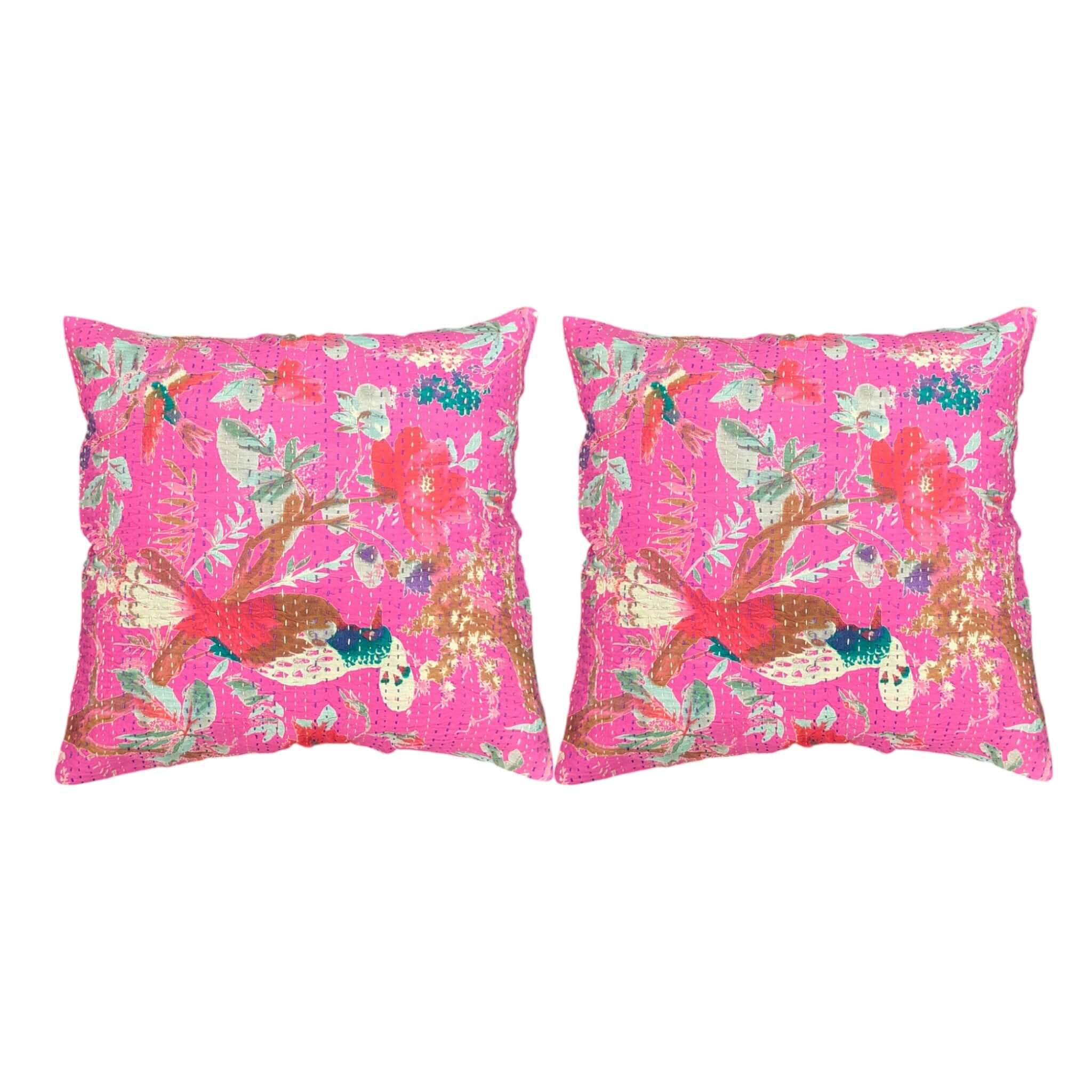 Floral & bird design throw pillow covers