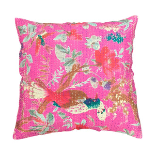 Pink bird print boho cushion set