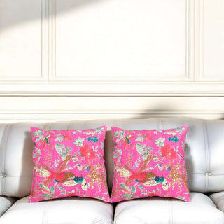 Kantha stitched floral pillow covers