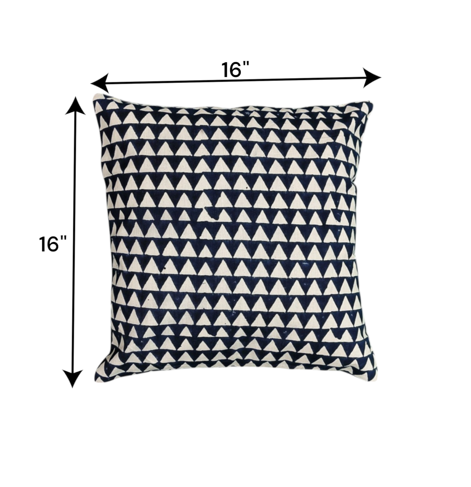 16x16 geometric black and white triangle print cushion cover, perfect for sofa or bed decor.