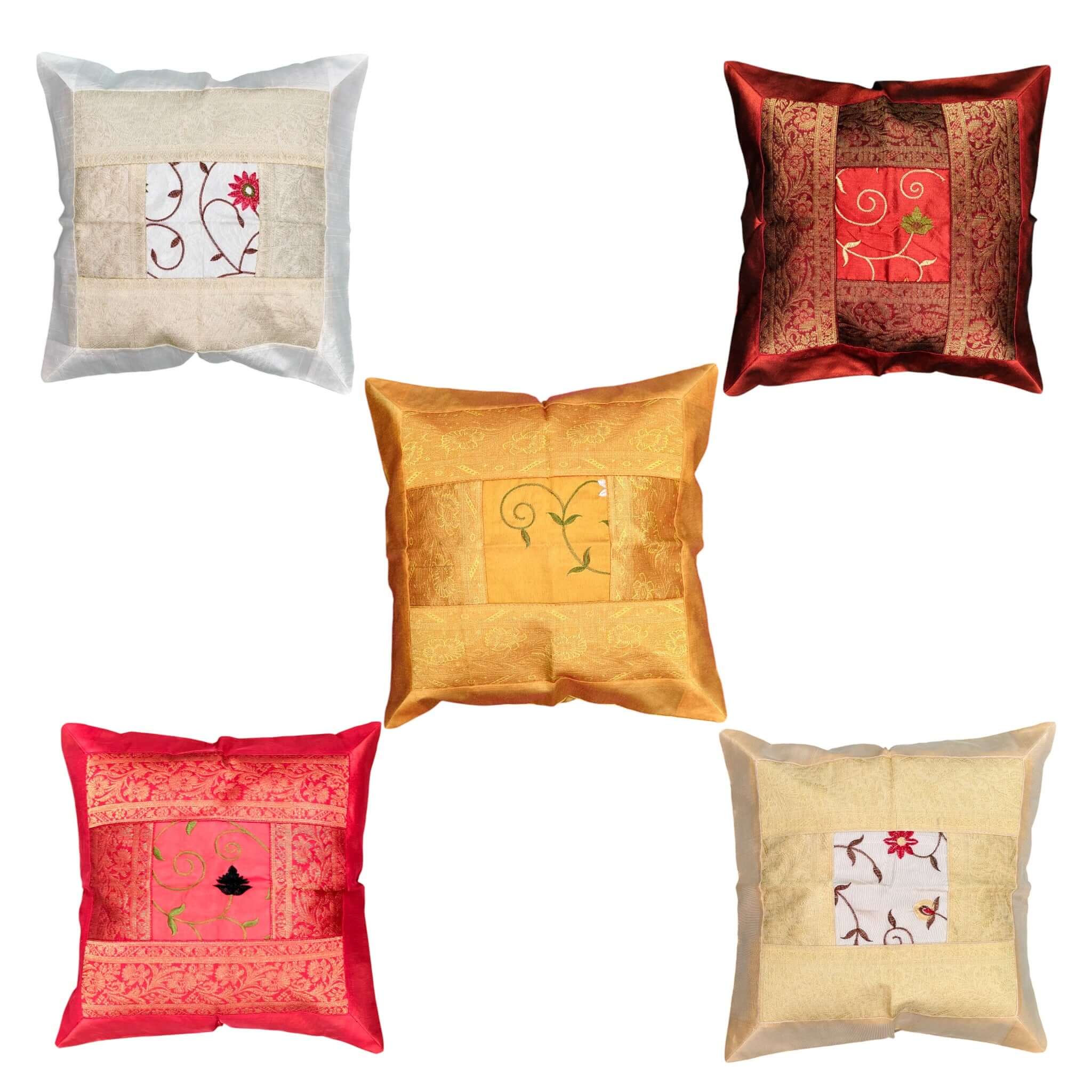 Ethnic digital print Banarasi silk cushion set