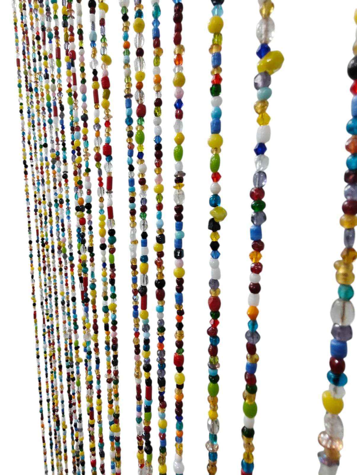 Bohemian Glass Beaded Door Curtain with Tinkling Bells, Colourful Handmade Hanging Bead Curtain for Doorways, Windows &amp; Wall Decor, Boho Room Divider for Bedroom, Living Room, 76 Inches