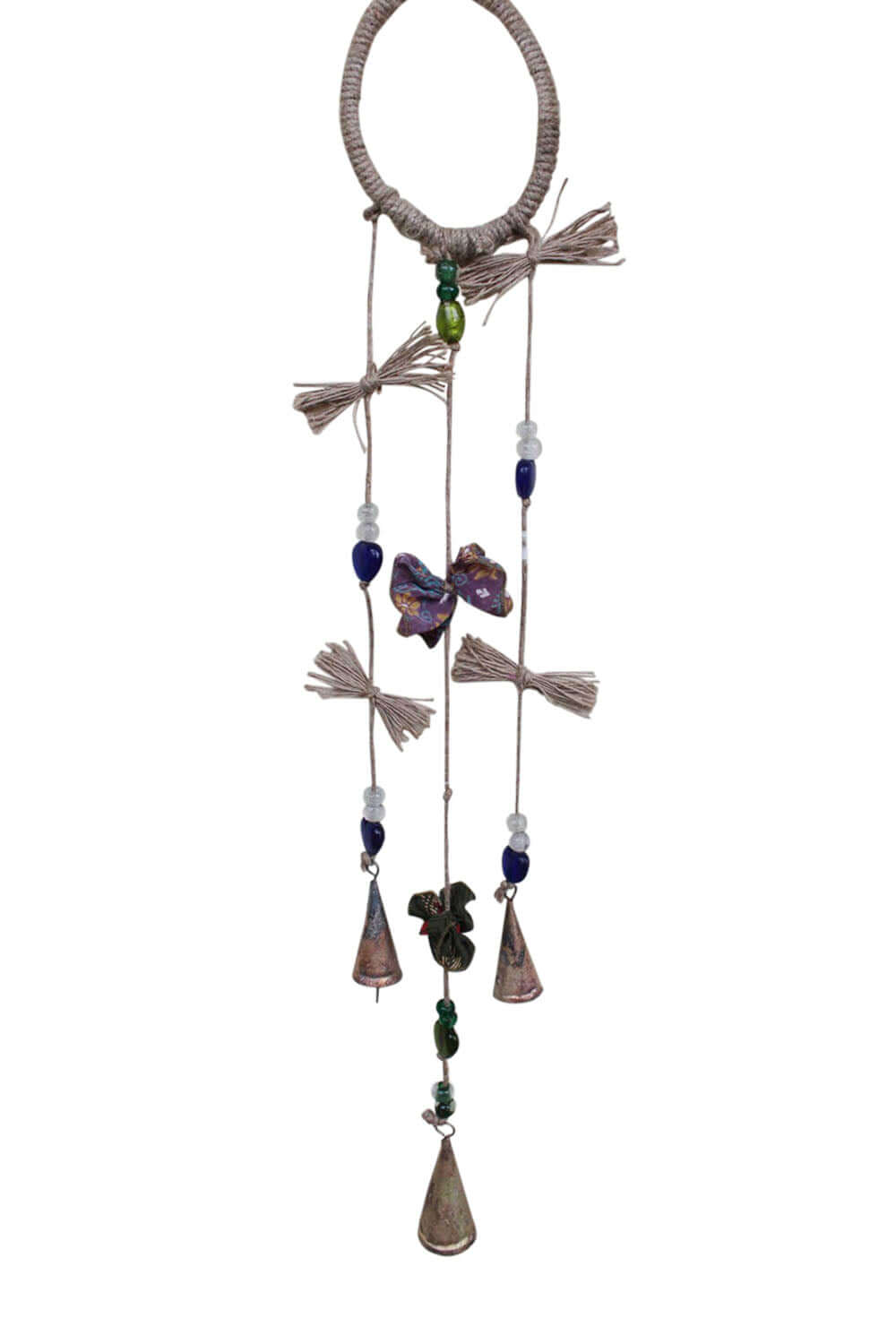 Handcrafted jute and tin bells to protect your home. Ward off negativity and invite positivity with our witchy door hangers.