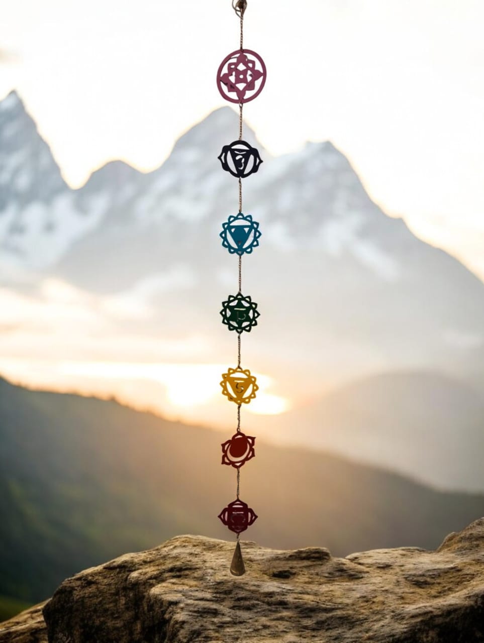 7 Chakras Wall Art, Chakras Wall Décor, Chakras Toran , Chakras Wall Hanging , Spiritual Room Décor , Chakra Hanging Décor , 110 cm Height