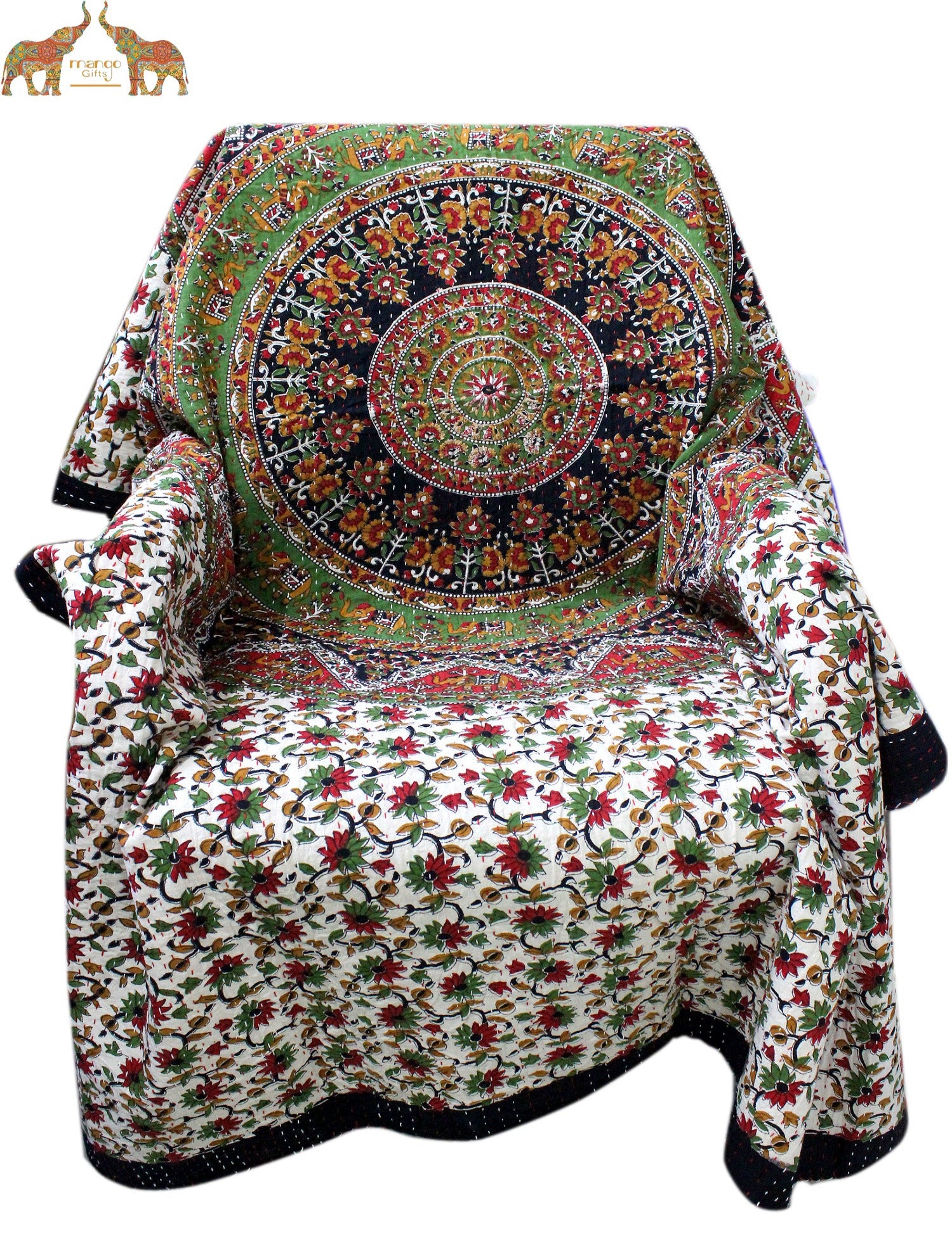 Handmade Mandala Sofa Couch Throw - Multicolor 50x66"