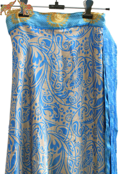 Vintage 2 Layer Silk Sari Saree Magic Wrap Around Skirt Dress Beach Wear Sarong Wholesale