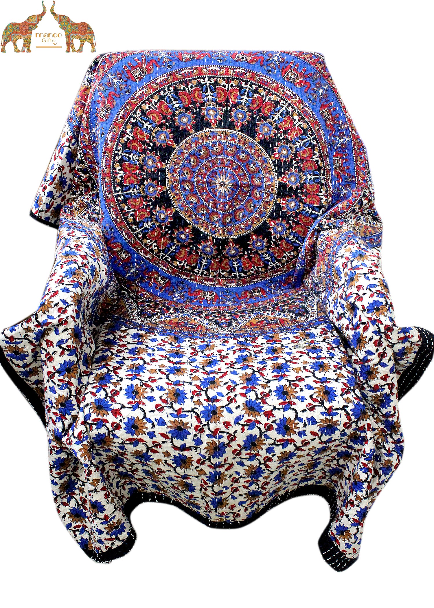Handmade Mandala Sofa Couch Throw - Multicolor 50x66"