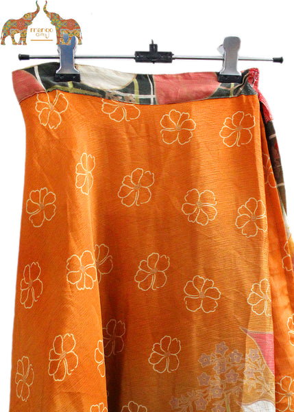 Vintage 2 Layer Silk Sari Saree Magic Wrap Around Skirt Dress Beach Wear Sarong Wholesale