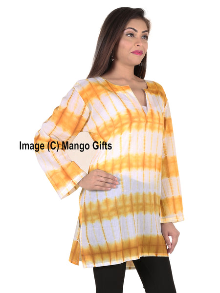 100%Cotton Tie-Dye Women Summer Tunic V Neck Casual Wear Hippy Clothing - Mangogiftsstore