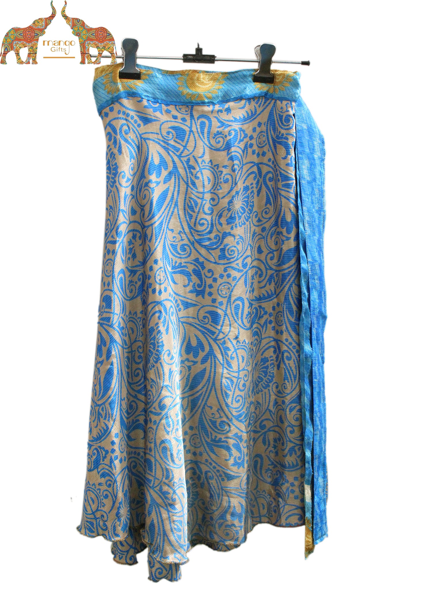 Vintage 2 Layer Silk Sari Saree Magic Wrap Around Skirt Dress Beach Wear Sarong Wholesale