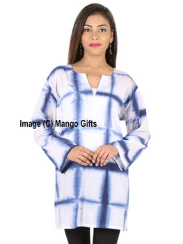 100%Cotton Tie-Dye Women Summer Tunic V Neck Casual Wear Hippy Clothing - Mangogiftsstore