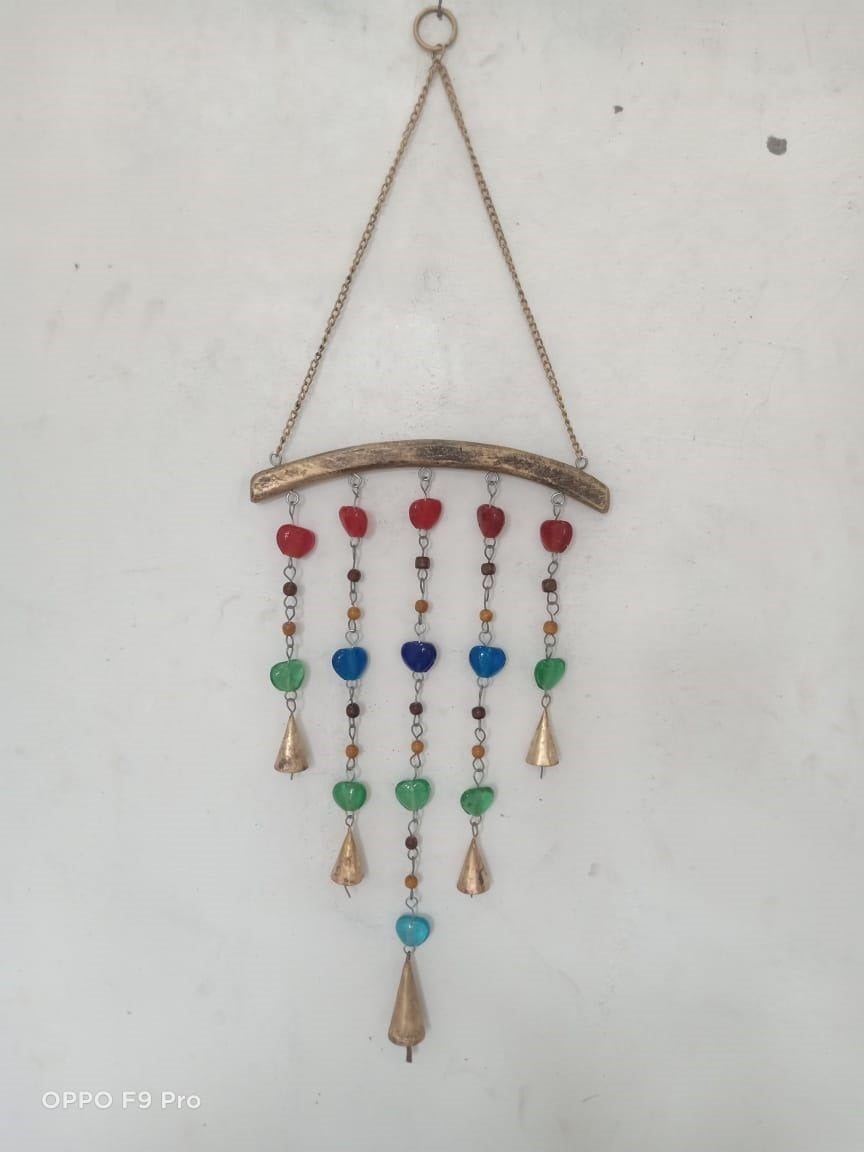 Handcrafted Beaded Iron Windchime | Boho Hanging Mobile