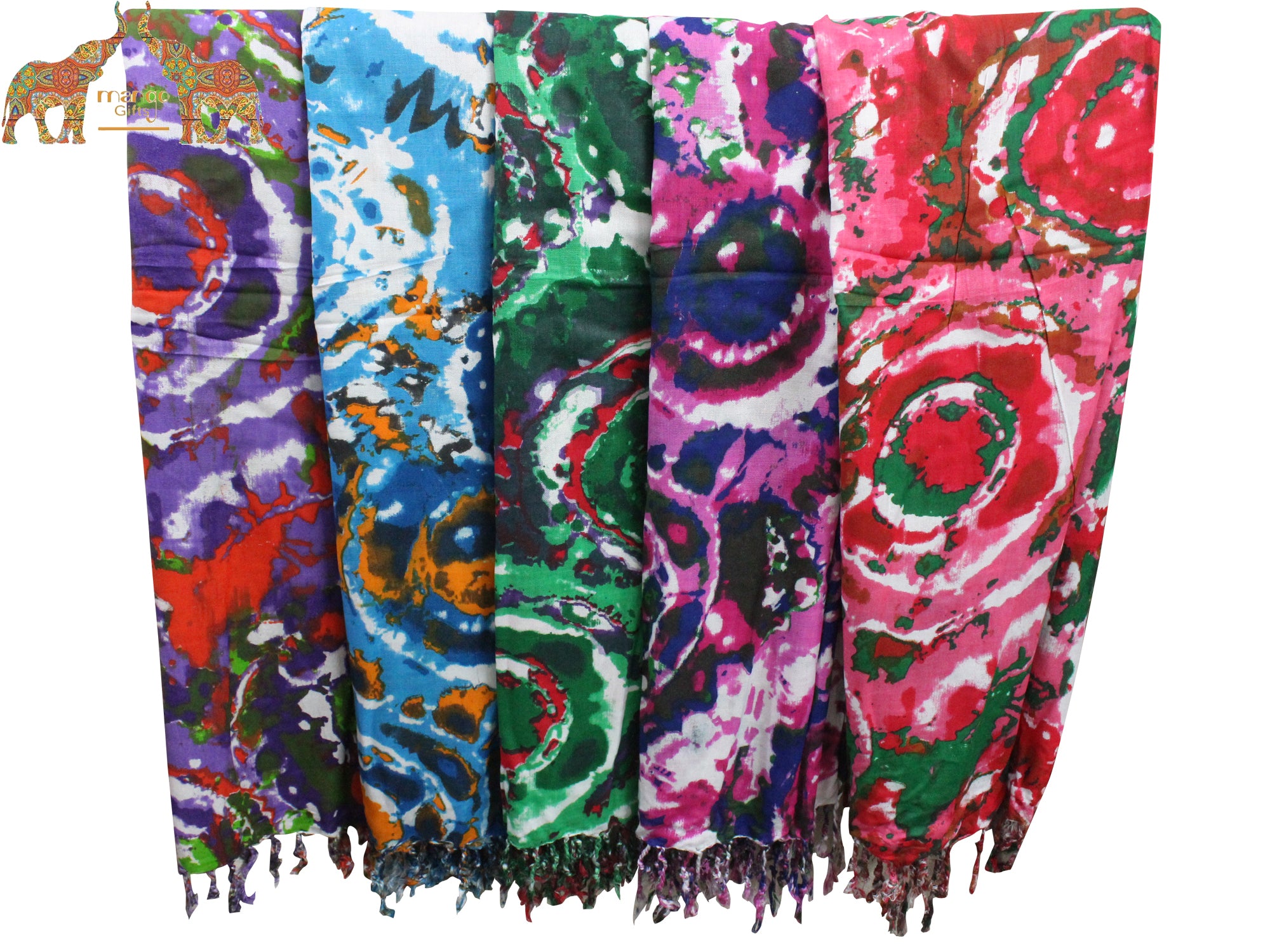 Colorful Women’s Tie-Dye Viscose Scarves - Lightweight