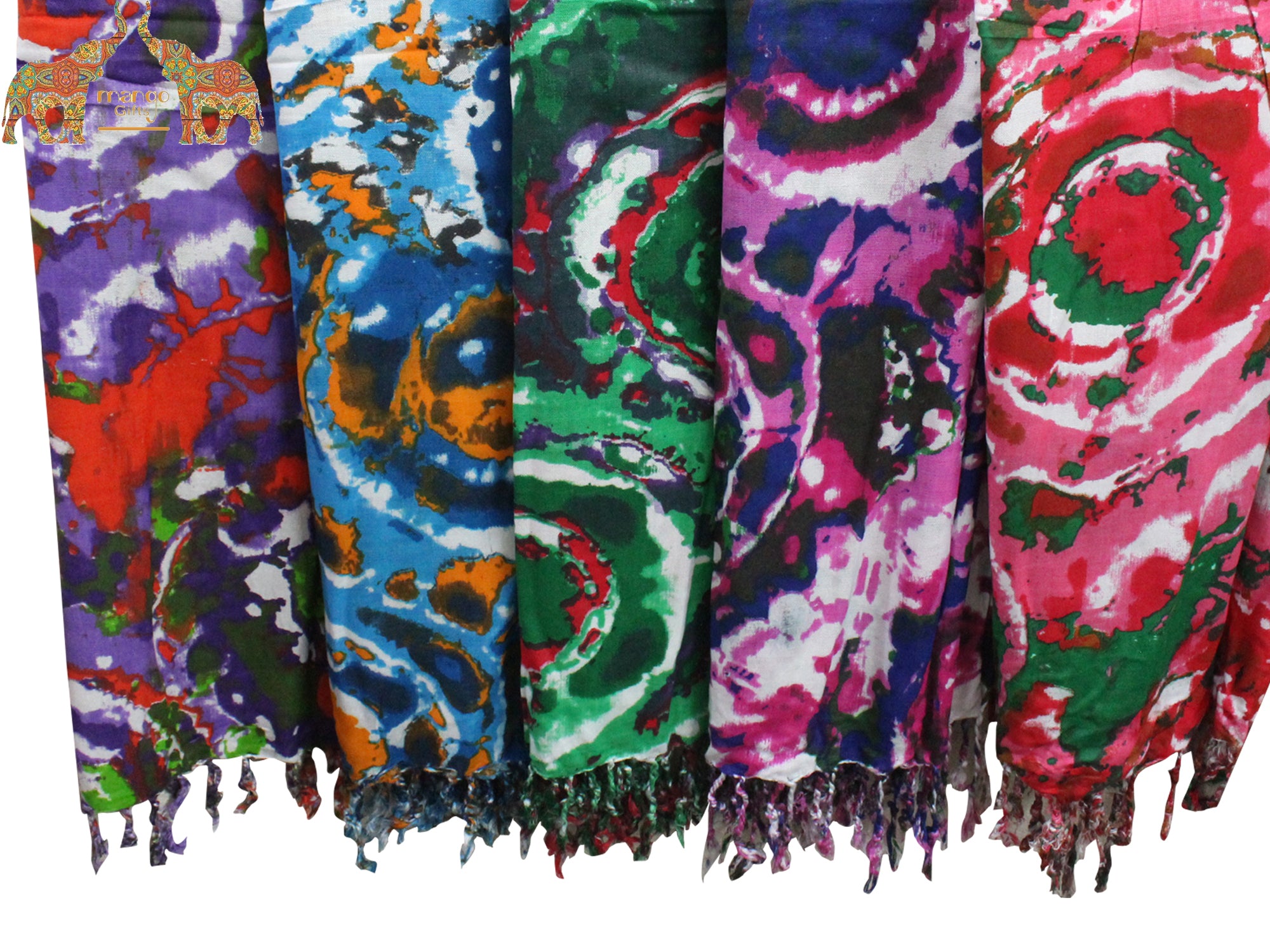 Colorful Women’s Tie-Dye Viscose Scarves - Lightweight