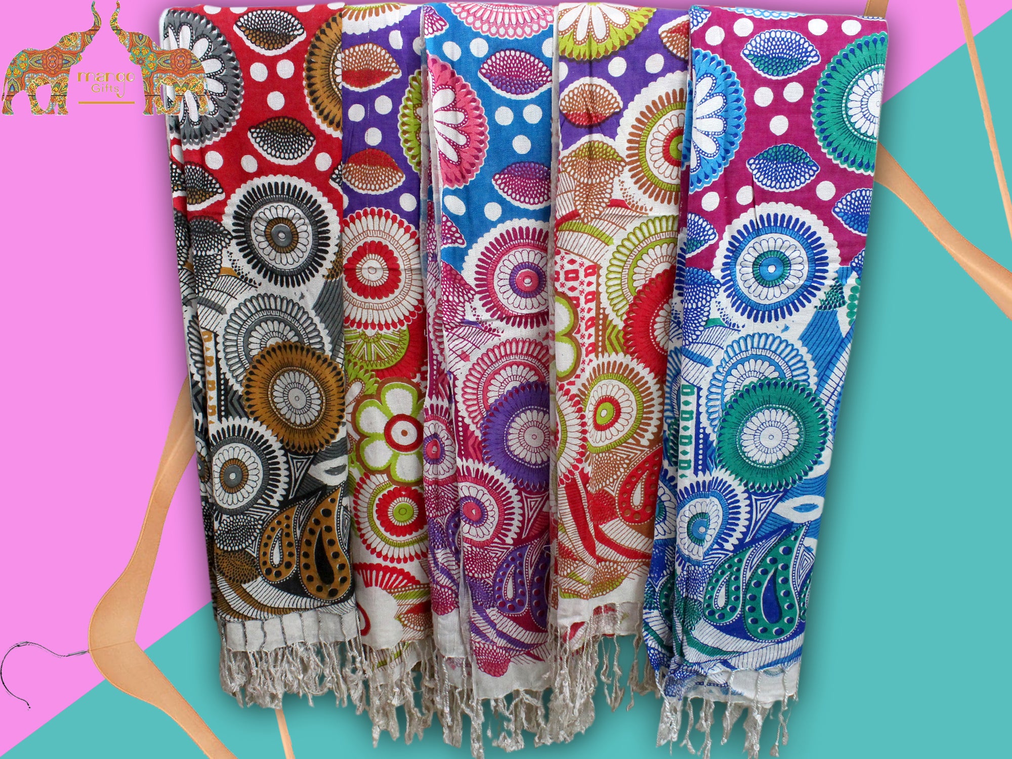 Colorful Women’s Tie-Dye Viscose Scarves - Lightweight