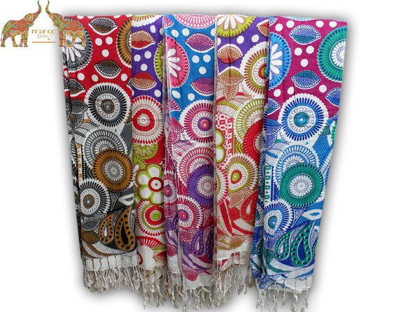 Floral Scarf Fringe Rectangular Scarf Shawl Bulk Supply Hippe Hippy Fashion Clothing