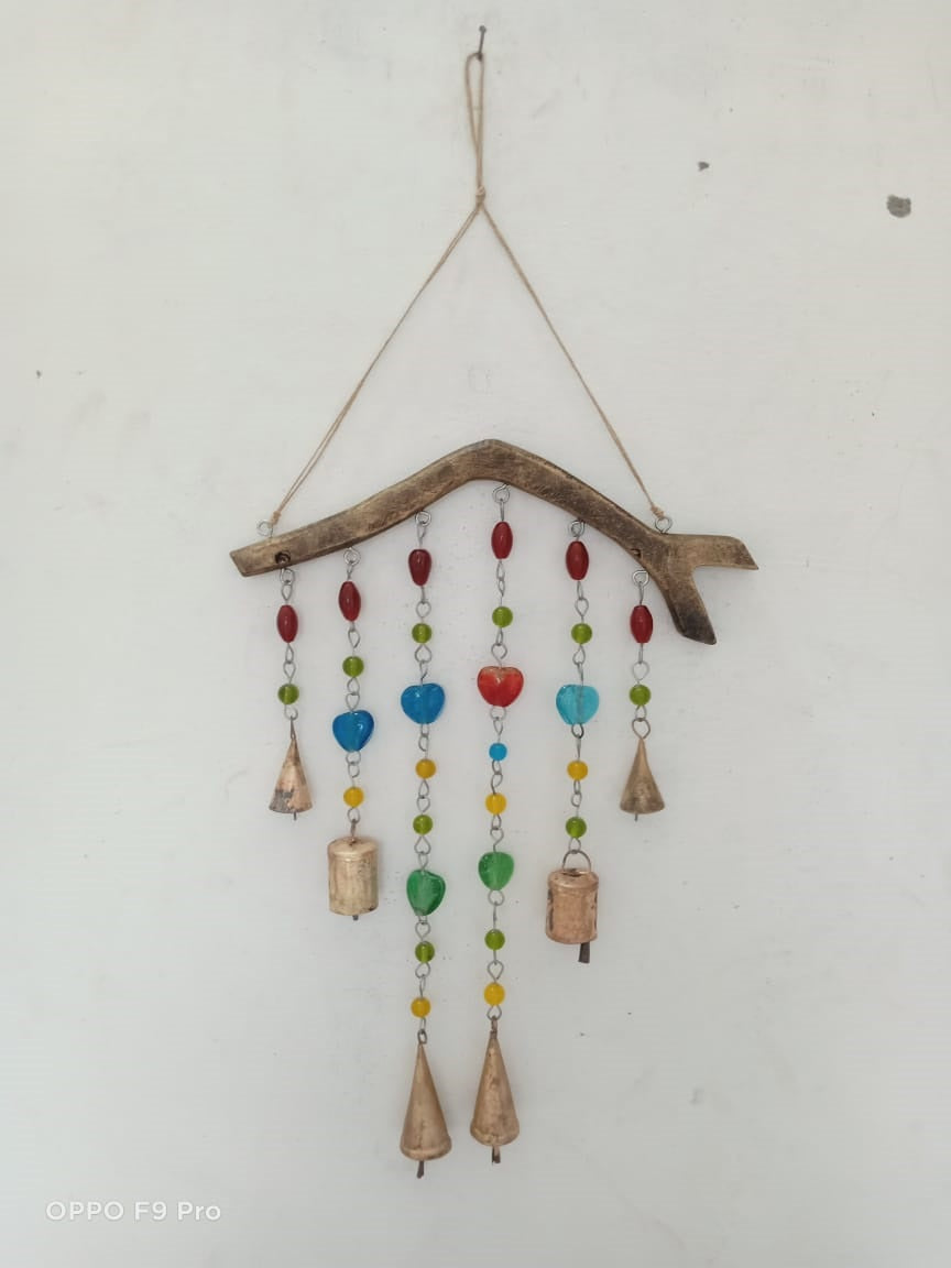 Handcrafted Beaded Iron Windchime | Boho Hanging Mobile