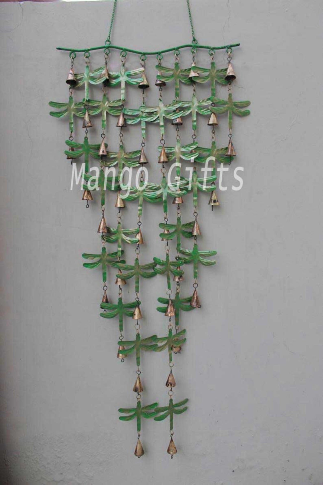 Recycled Iron Dragonfly Wind Chimes - 50" Garden Decor