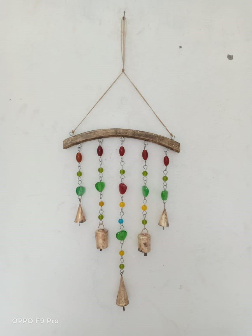 Handcrafted Beaded Iron Windchime | Boho Hanging Mobile