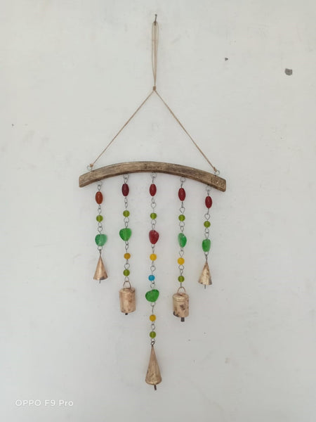 Handcrafted Beaded Iron Windchime Decorative Windchimes Indian Metal Craft Mobiles Suncatcher