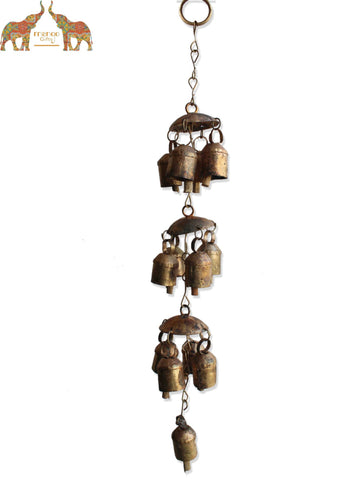 Iron Bells Chime Windchime Outdoor Patio Decor Handmade Mobile Decoration  Antique Look Indian Metal Crafts 