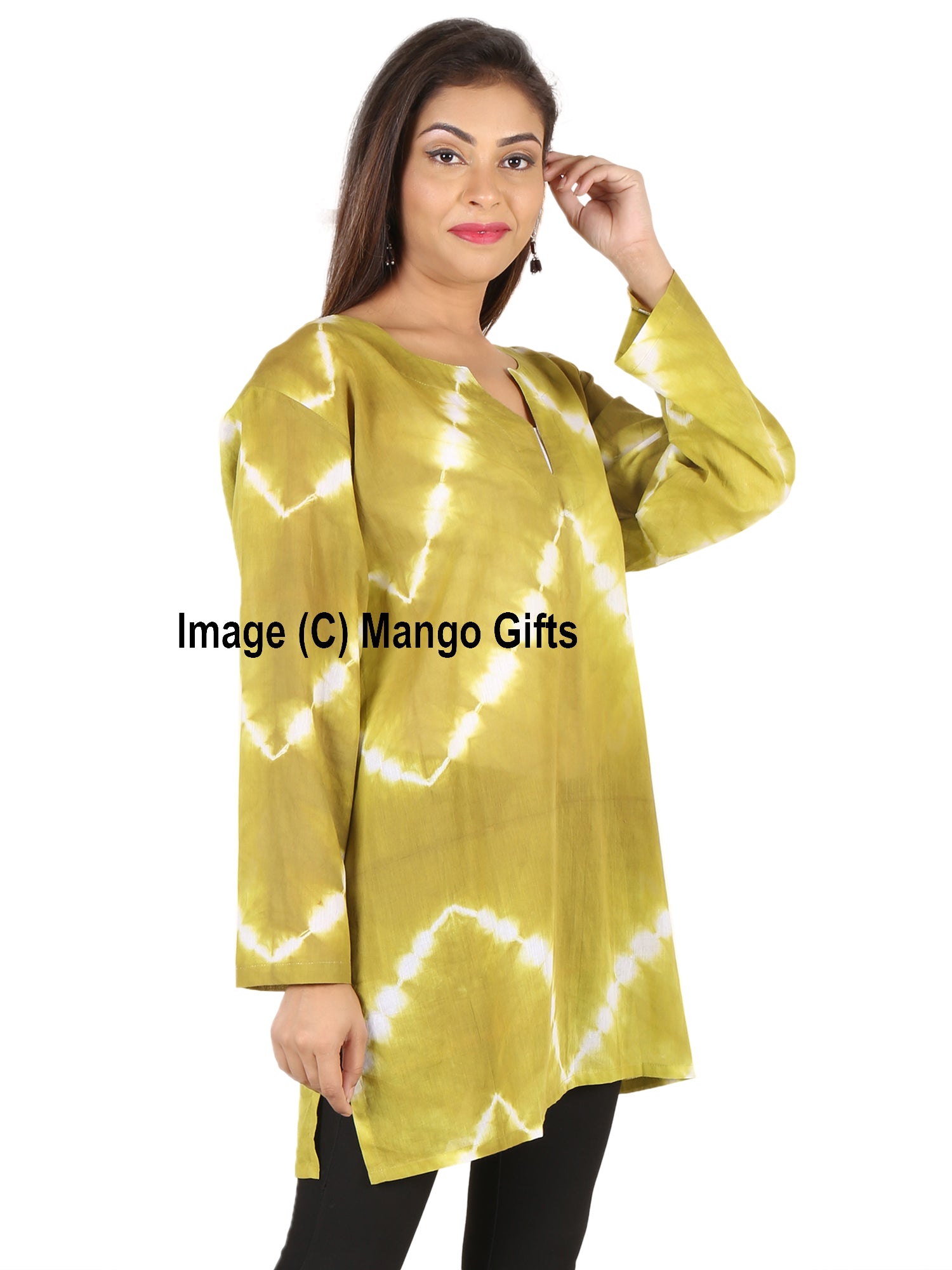 100%Cotton Tie-Dye Women Summer Tunic V Neck Casual Wear Hippy Clothing - Mangogiftsstore