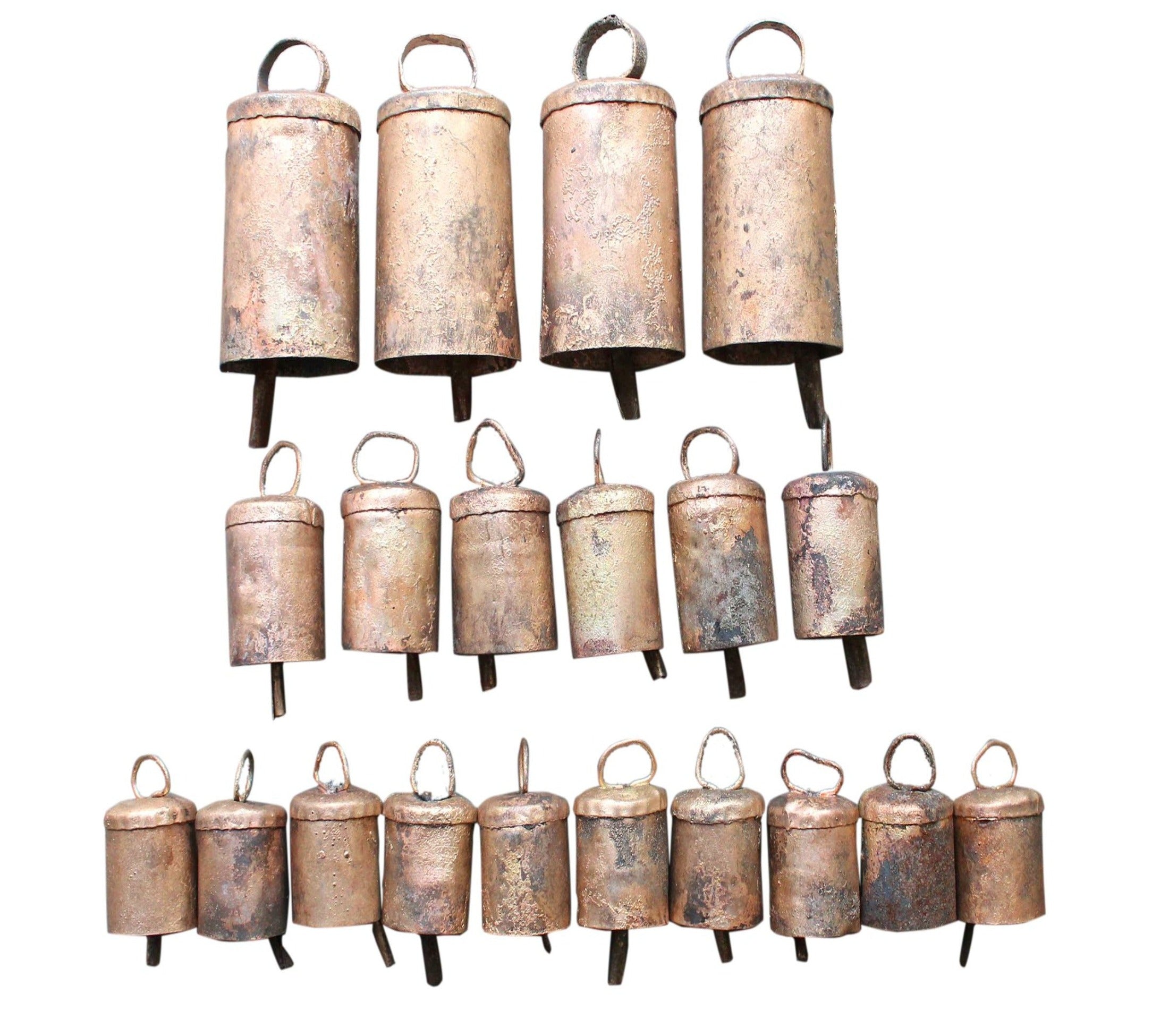 Handmade Rustic Iron Tin Mug Bells Set of 24