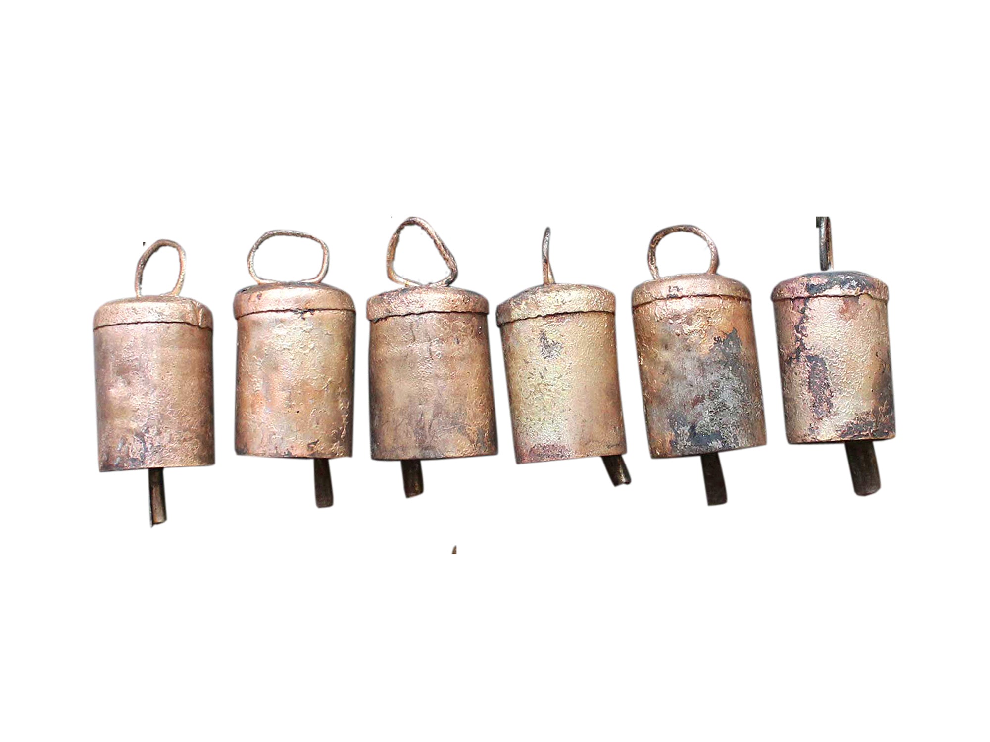Handmade Rustic Iron Tin Mug Bells Set of 24