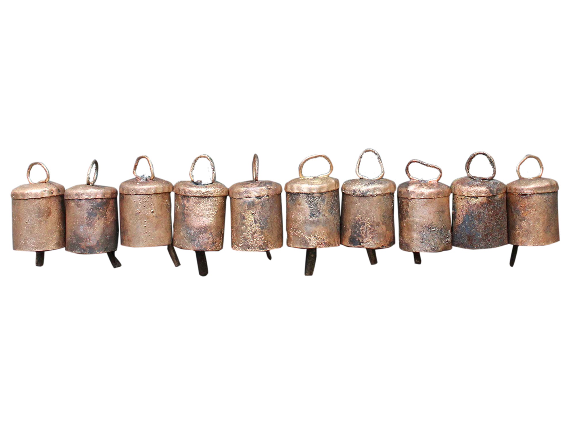 Handmade Rustic Iron Tin Mug Bells Set of 24