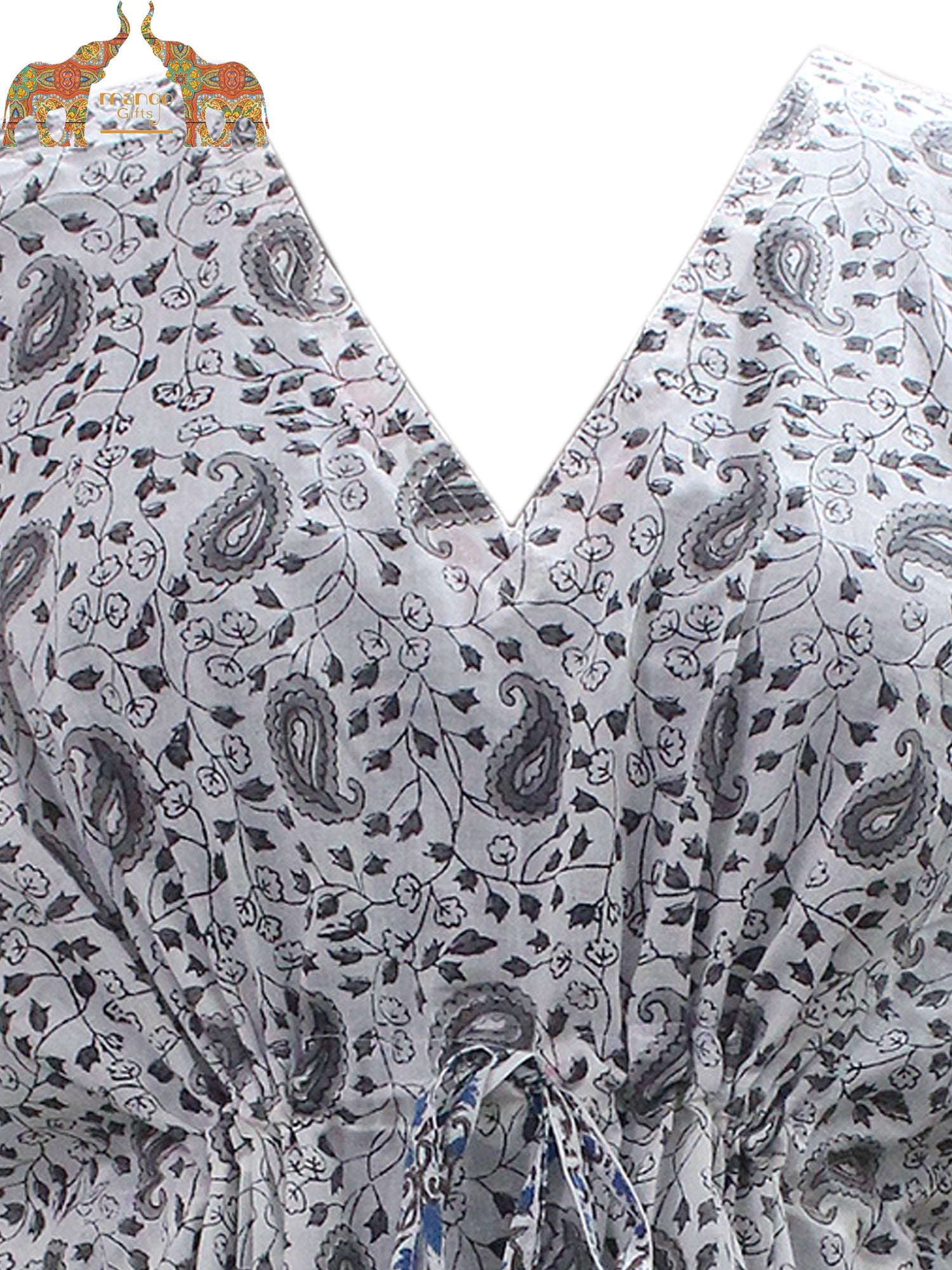 Soft 100% cotton caftan with hand block print, perfect for beach wear and casual outings. Customizable and fits up to 60" bust.