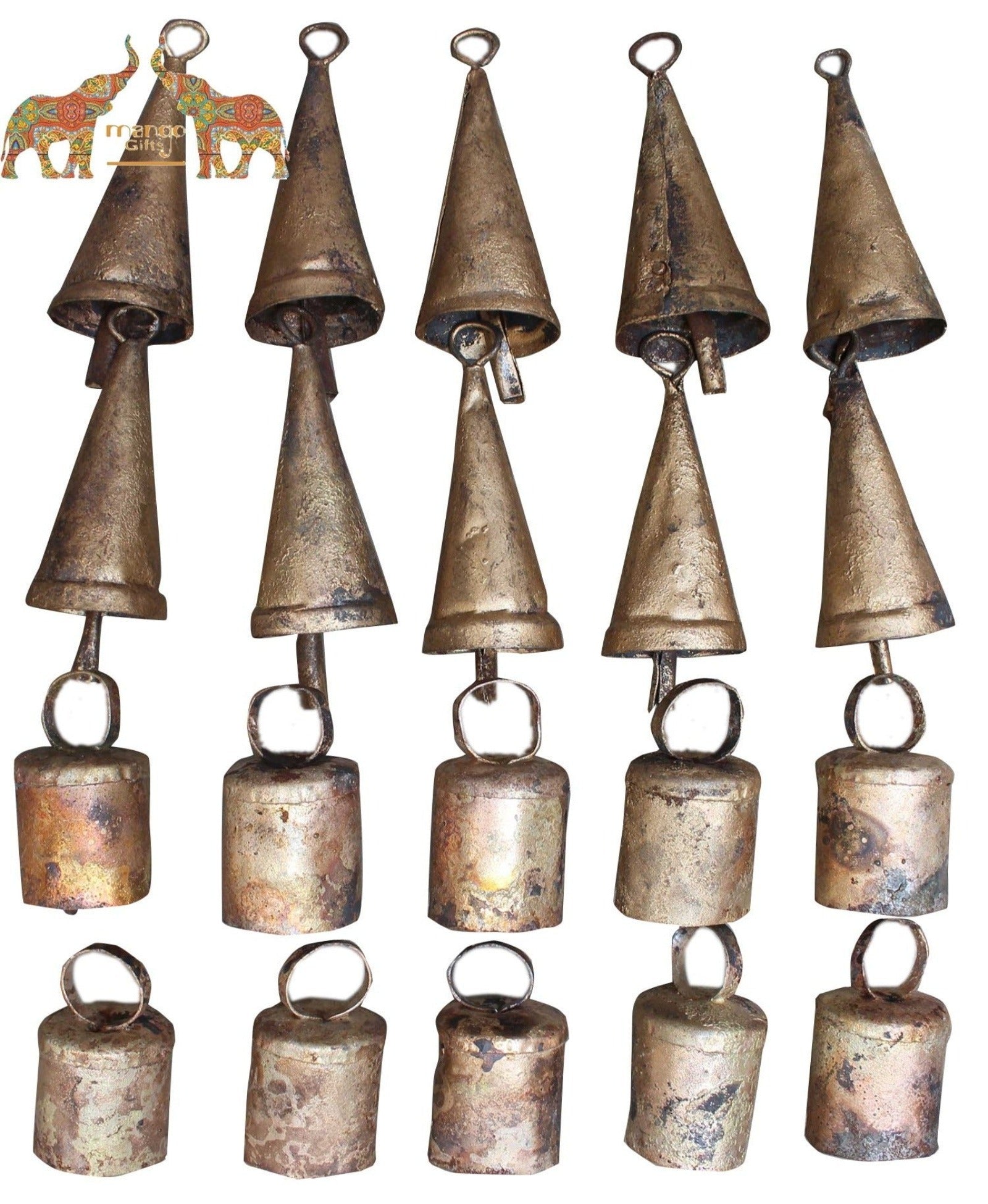 12 pcs Rustic Tin Bells for Crafts Handmade Cone Cow Bells Shopkeepers –  Sweet Us