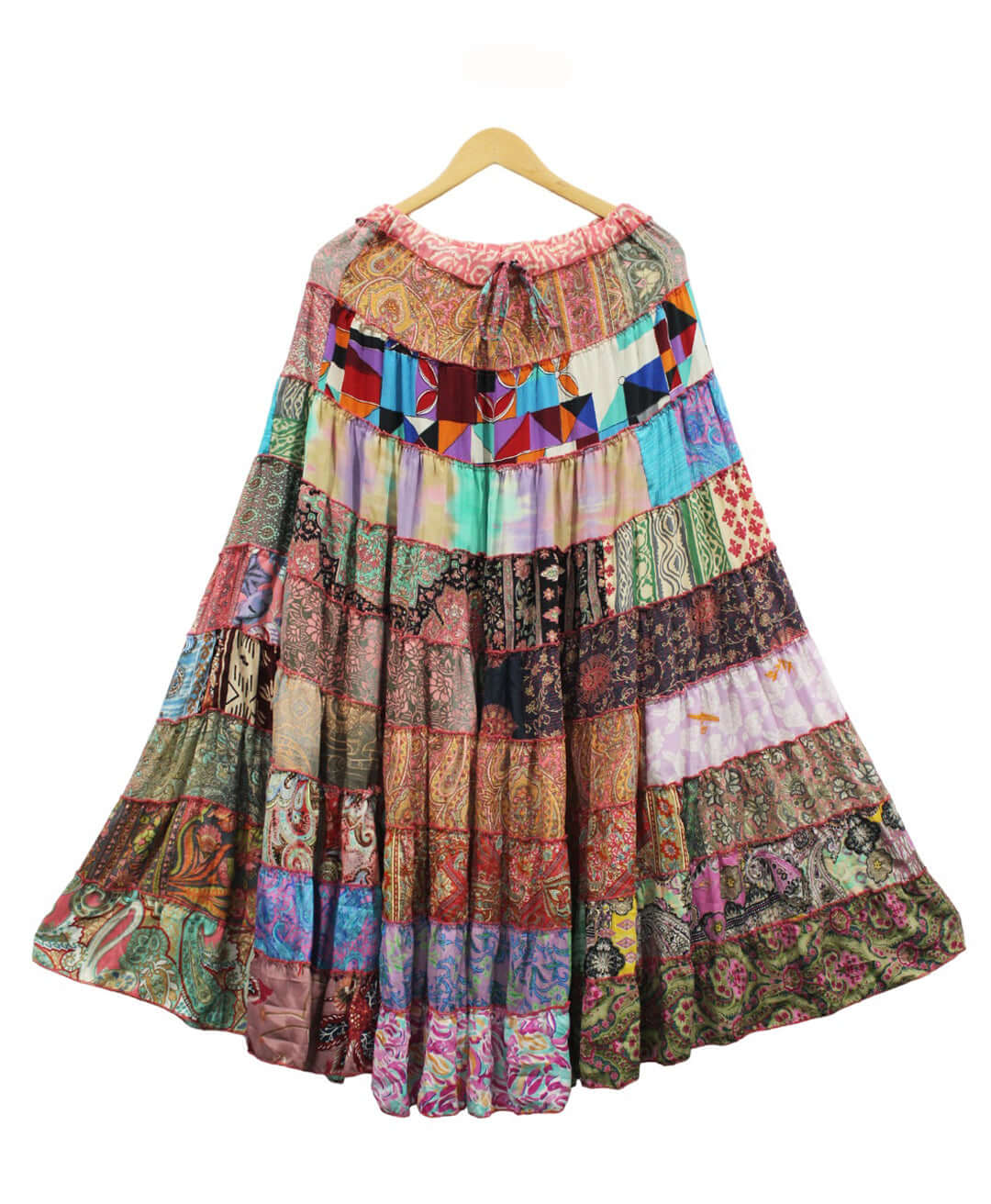 Recycled Silk Sari Bohemian Skirt for Women