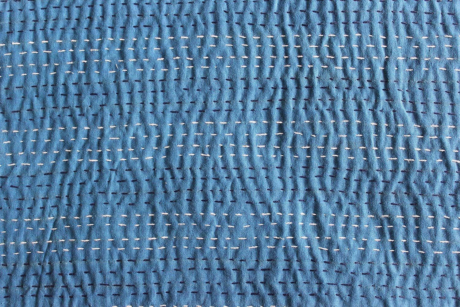 Mango Gifts Indigo Color Hand Block Printed Kantha Quilt Throw, Patchwork Cotton Bedspread Queen Size - Mangogiftsstore