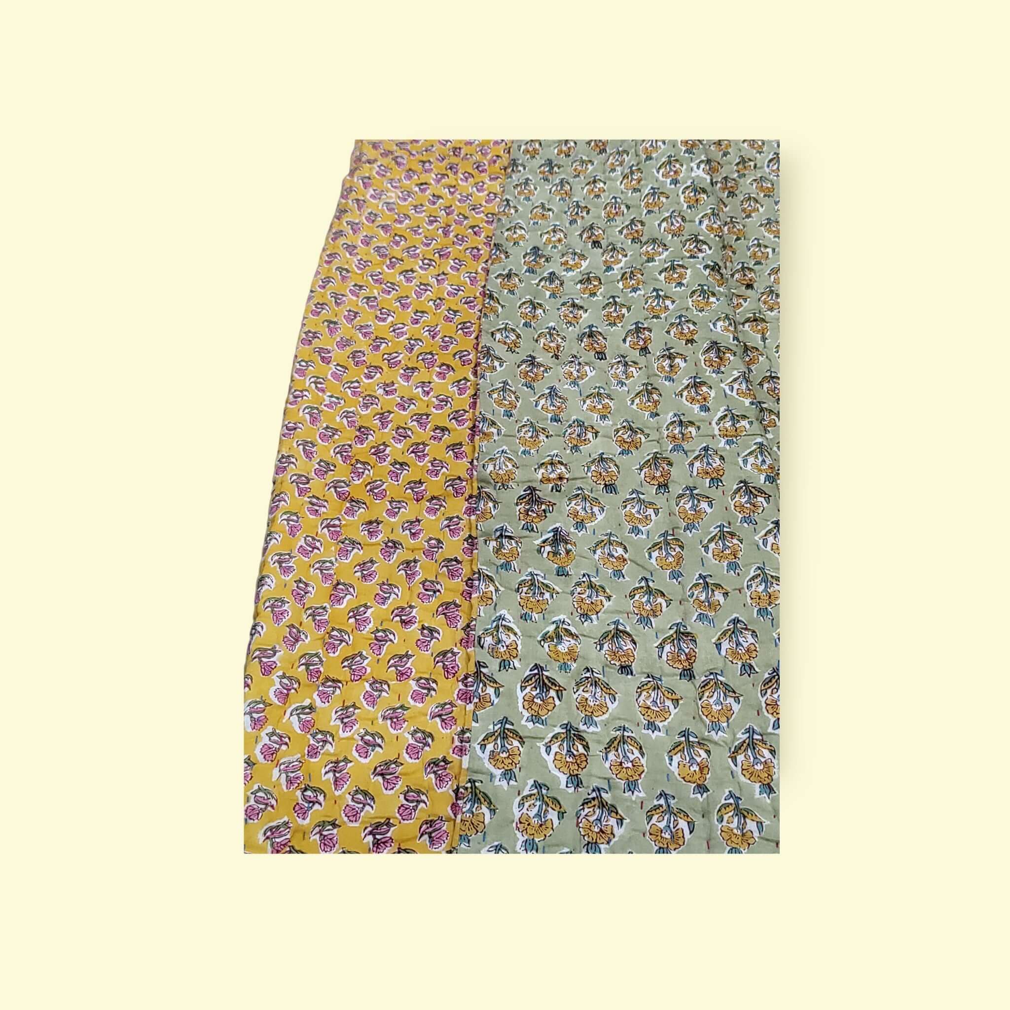 Reversible Katha Quilt 60x90 - Hand Quilted Jaipur Razai