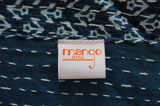 Mango Gifts Indigo Color Hand Block Printed Kantha Quilt Throw, Patchwork Cotton Bedspread Queen Size - Mangogiftsstore