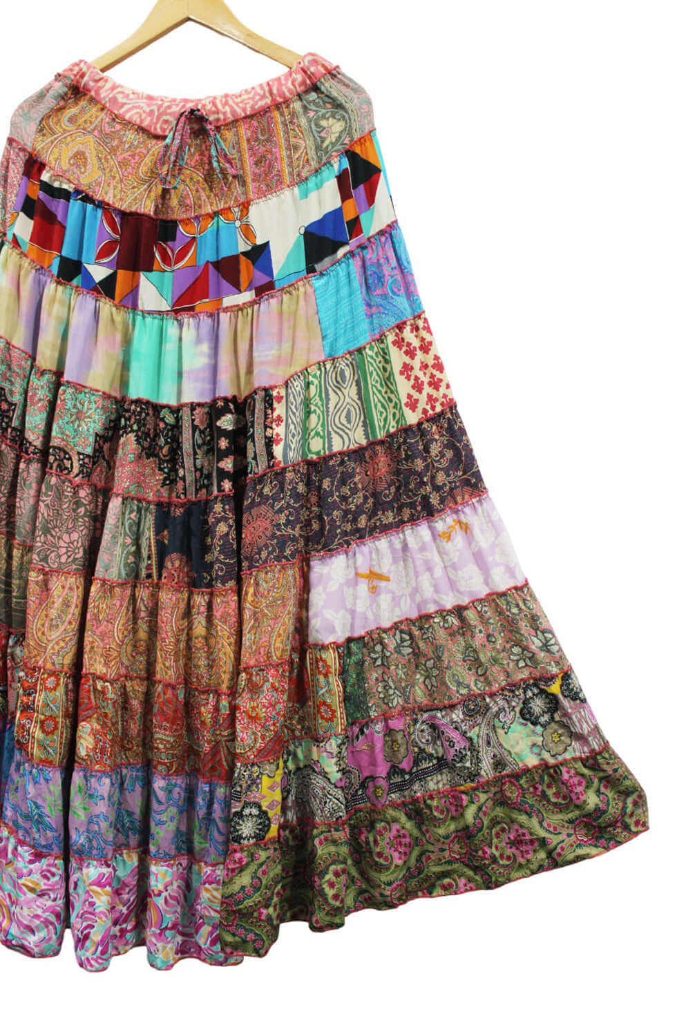 Recycled Silk Sari Bohemian Skirt for Women