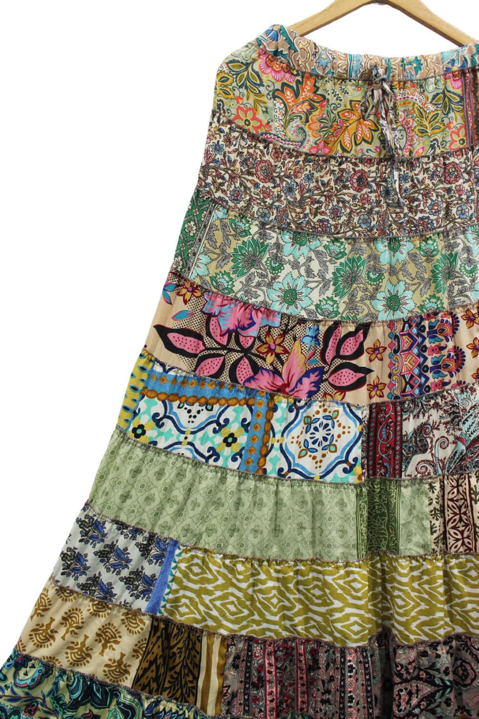 Recycled Silk Sari Bohemian Skirt for Women