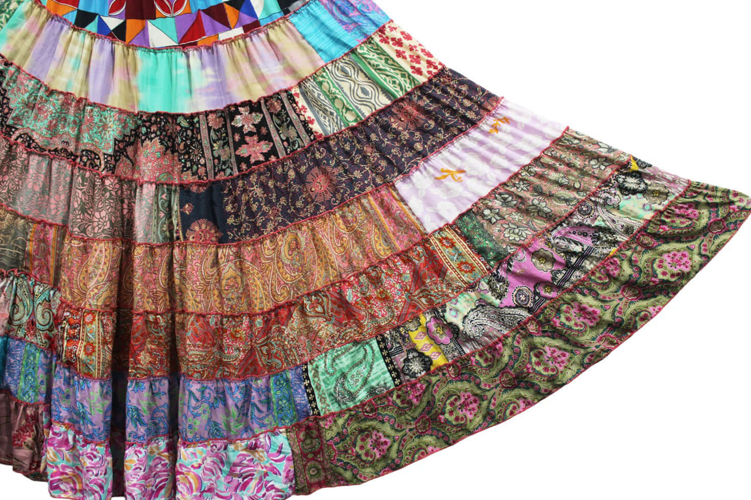 Recycled Silk Sari Bohemian Skirt for Women